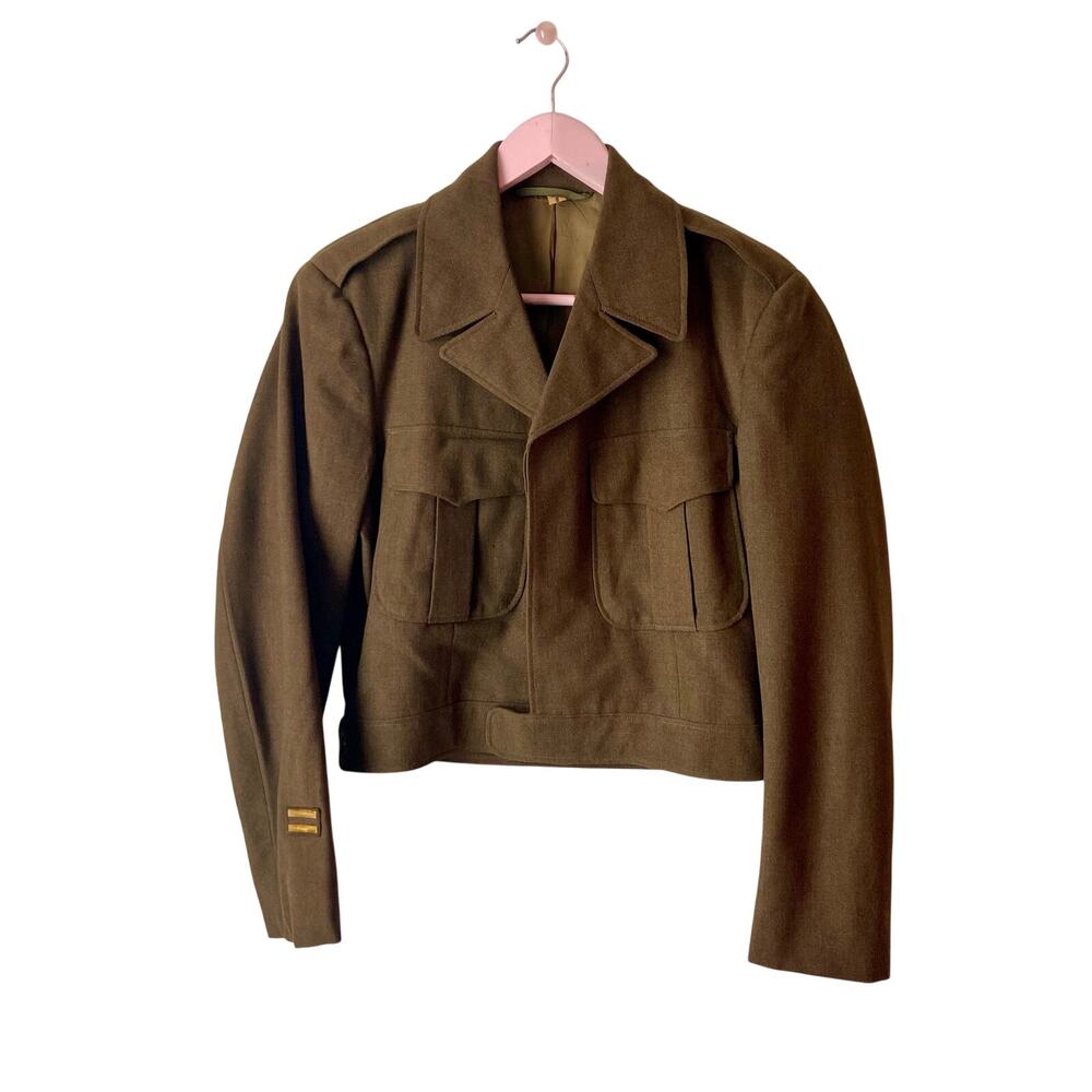 Vintage 1940s WWII US Army Wool Ike Jacket - M-1944 Eisenhower Field Coat
